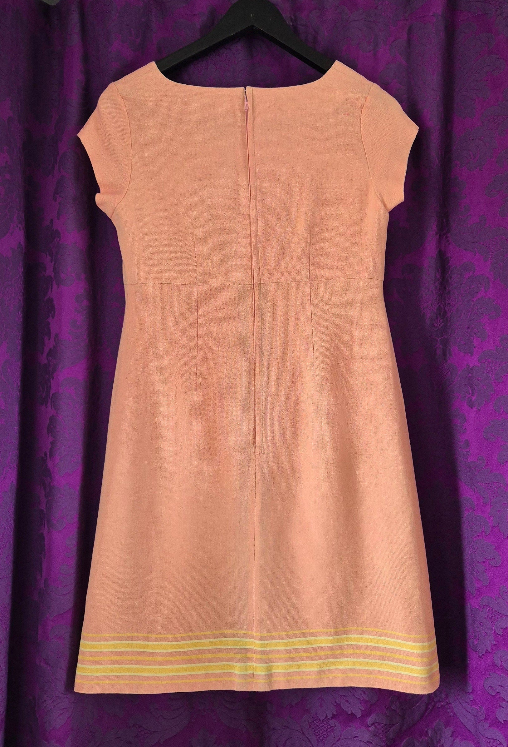 Vintage Mod Peach Sherbert Chambray Minidress