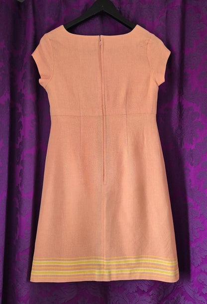 Vintage Mod Peach Sherbert Chambray Minidress
