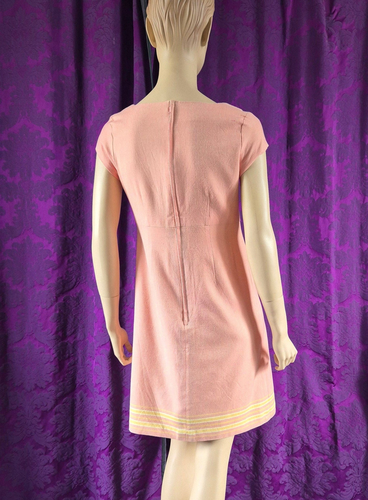 Vintage Mod Peach Sherbert Chambray Minidress