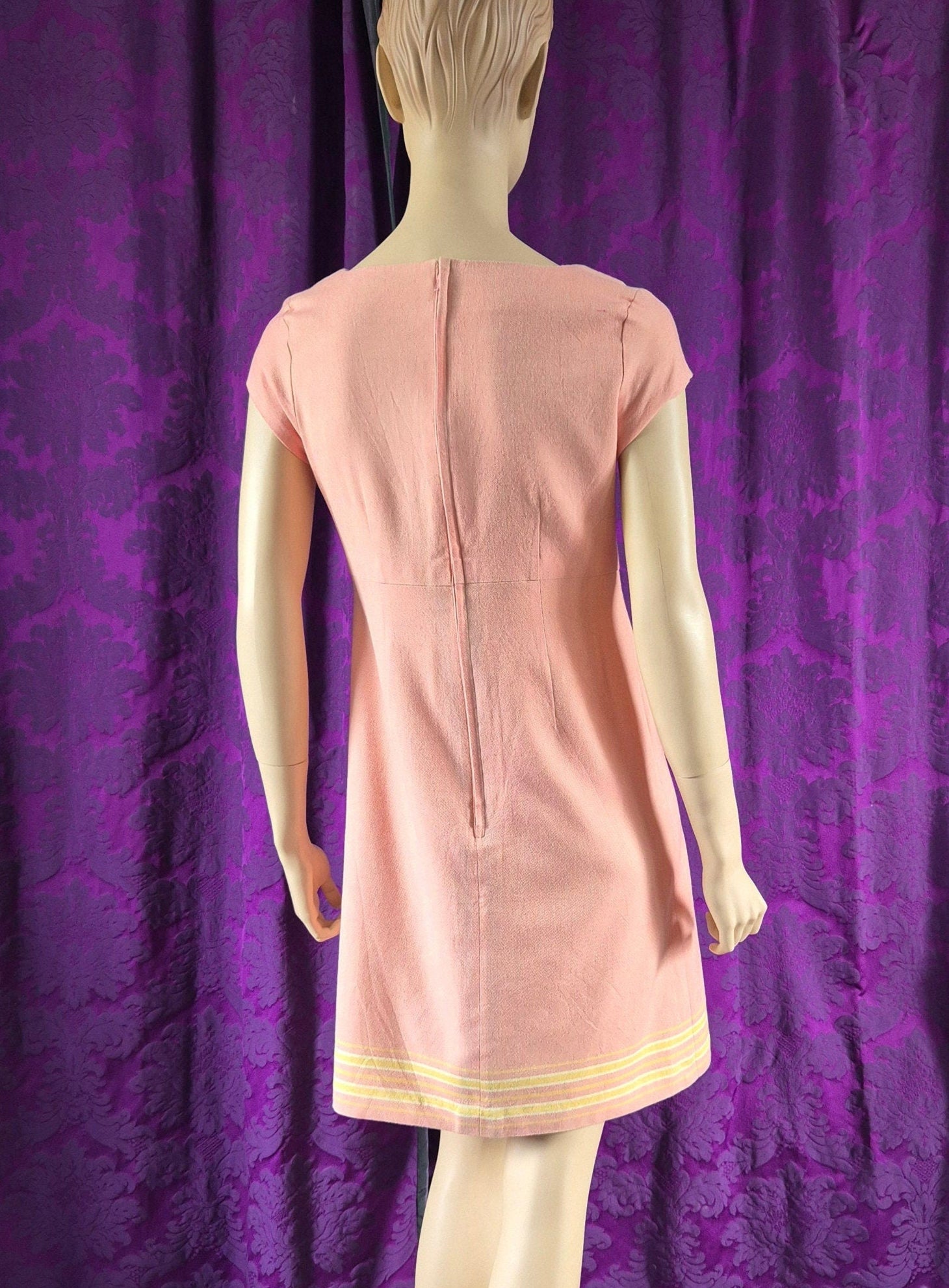 Vintage Mod Peach Sherbert Chambray Minidress