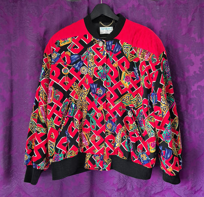 Vintage Crazy Baroque Print Bomber Jacket - Abfab Style