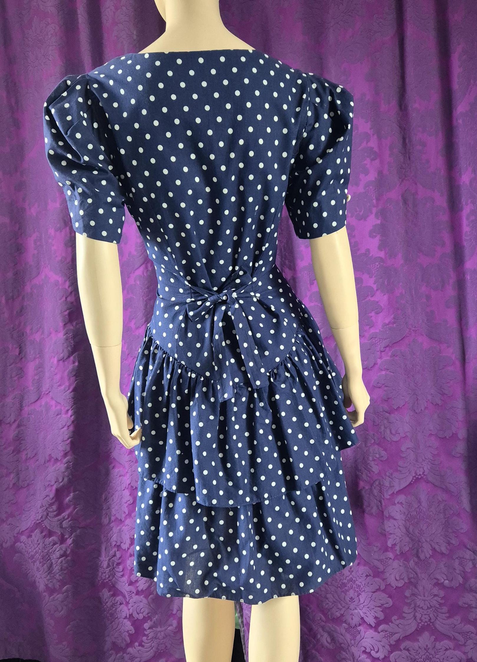Vintage 1990s Navy Spotted Ra-Ra Nautical Dress