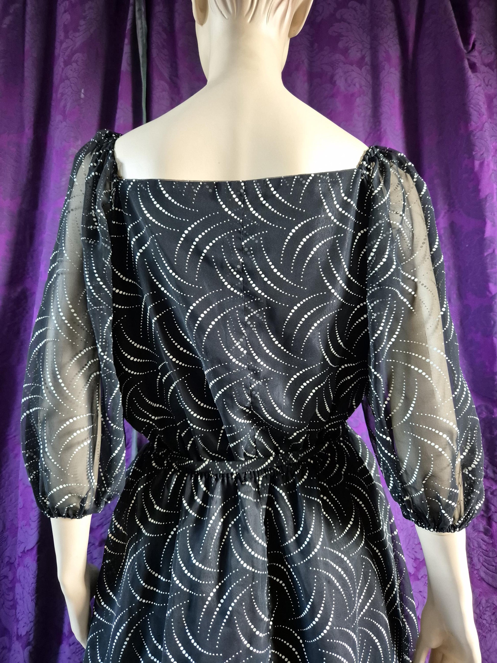 Vintage 1980s Deco Celestial Print Party Dress
