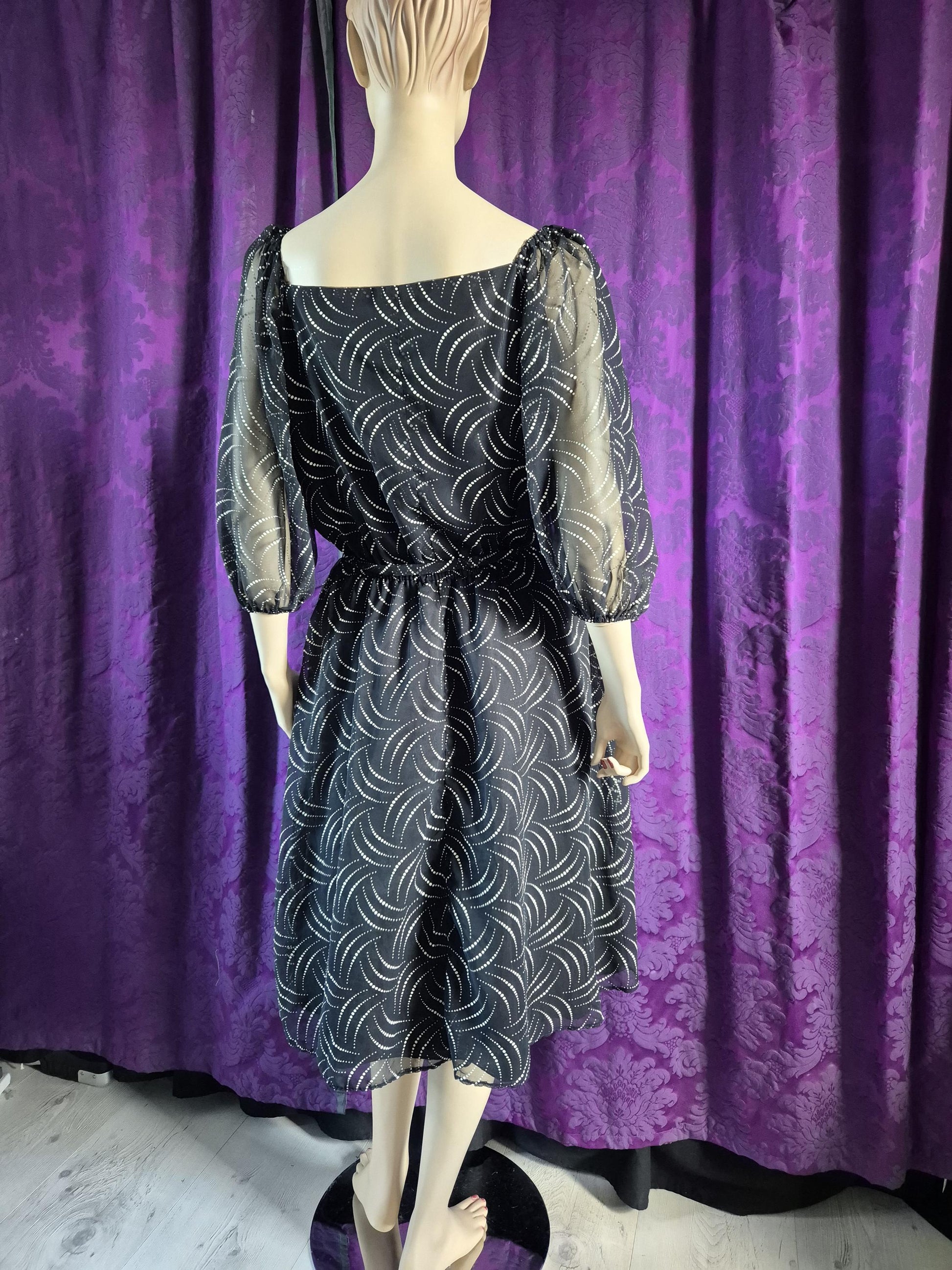 Vintage 1980s Deco Celestial Print Party Dress