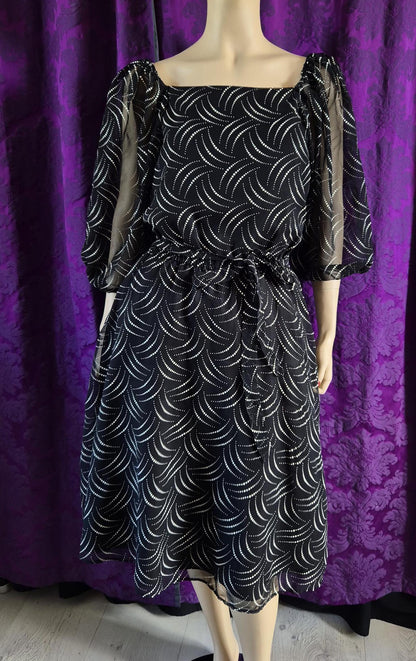 Vintage 1980s Deco Celestial Print Party Dress
