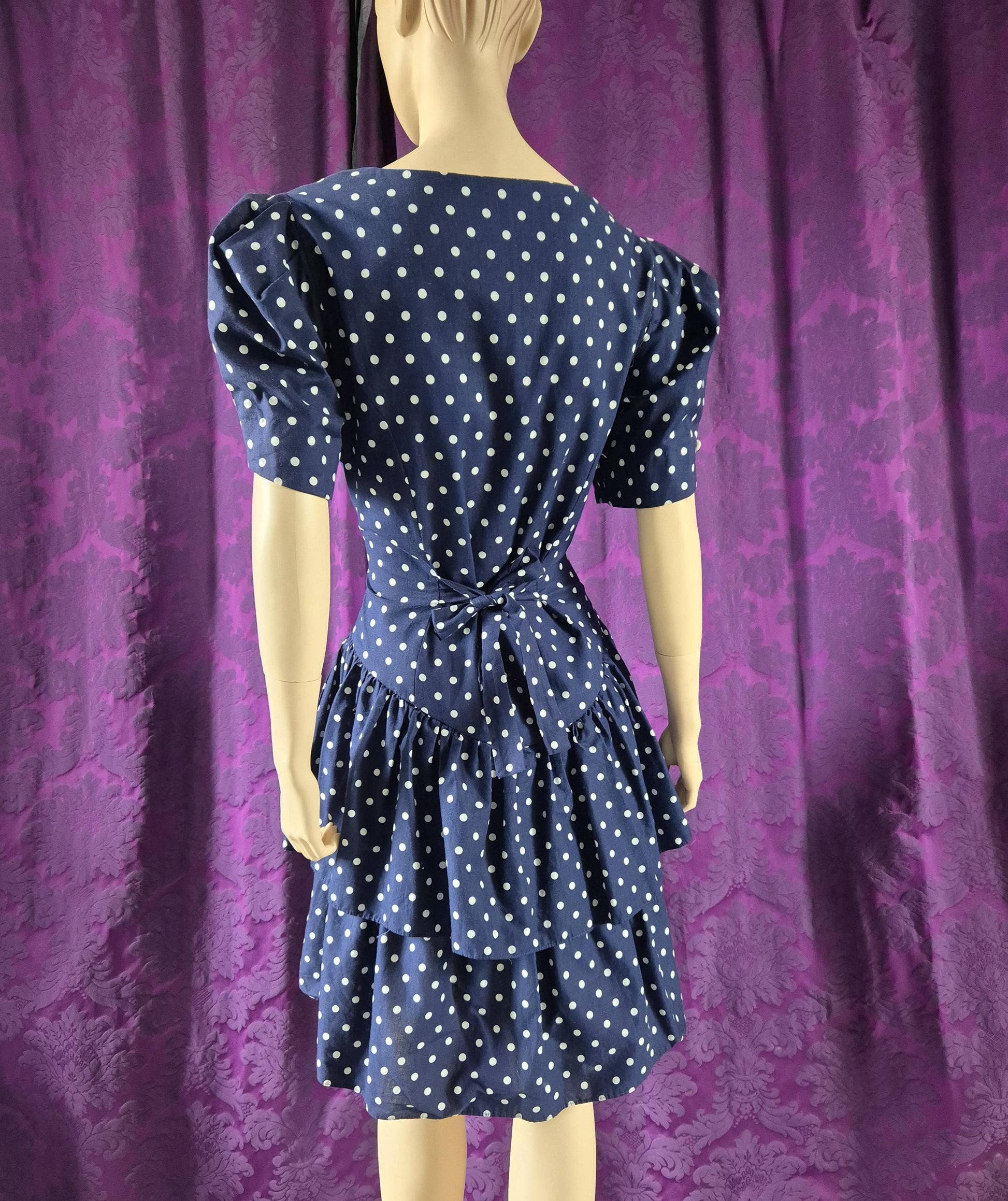 Vintage 1990s Navy Spotted Ra-Ra Nautical Dress