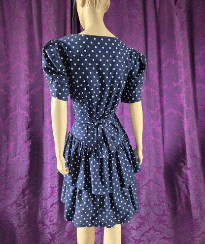 Vintage 1990s Navy Spotted Ra-Ra Nautical Dress