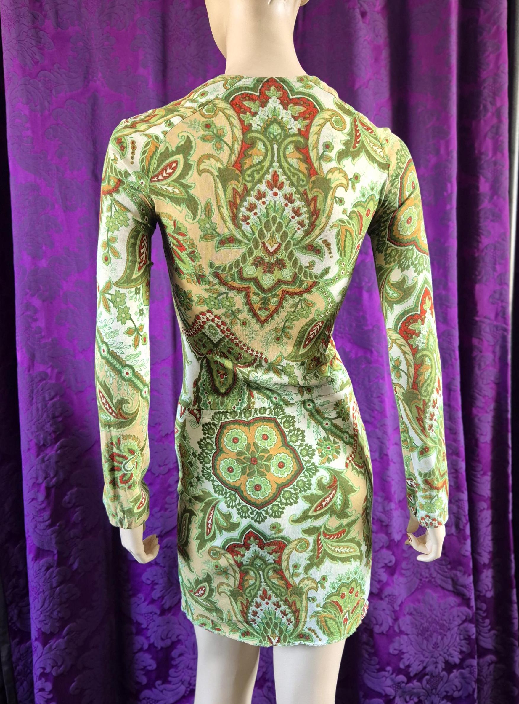 Vintage Green Paisley Jersey Go-Go Swinging 60s dress by Marlborough