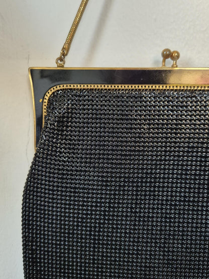 Vintage OROTON Black Mesh Deco Style Handbag