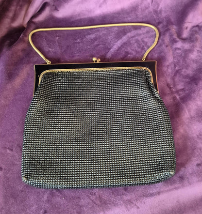 Vintage OROTON Black Mesh Deco Style Handbag