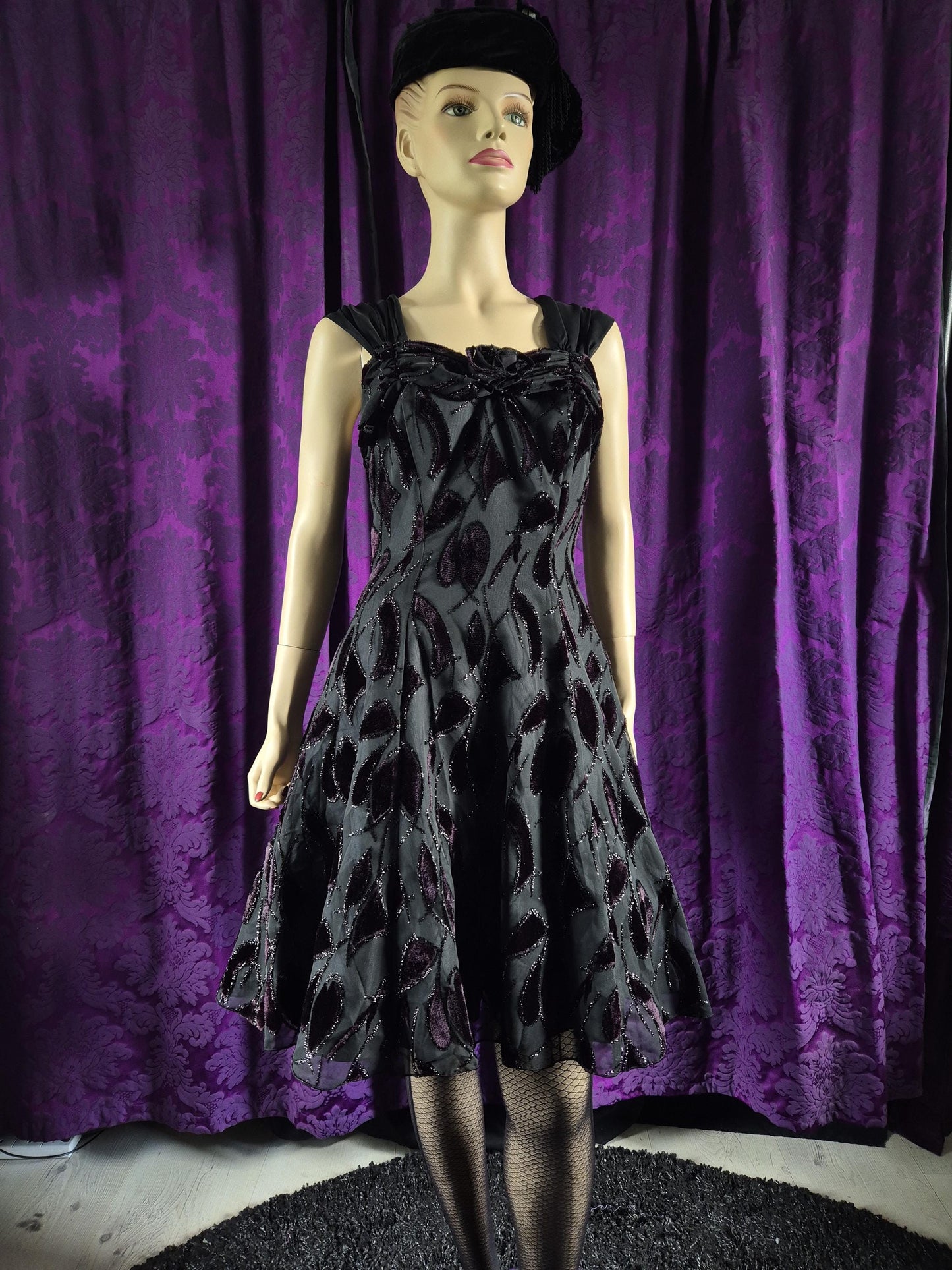 Vintage 90s Chiffon Layered Goth Prom Dress - Halloween Party Frock