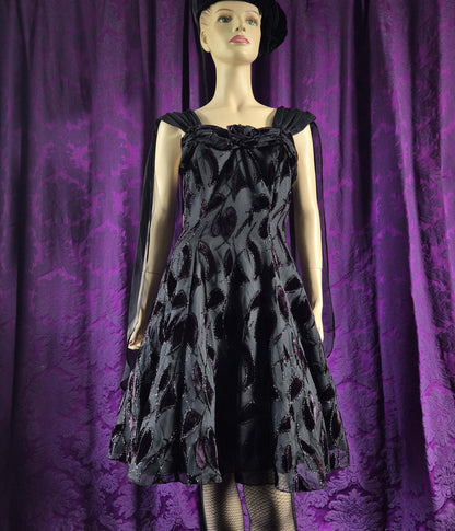Vintage 90s Chiffon Layered Goth Prom Dress - Halloween Party Frock