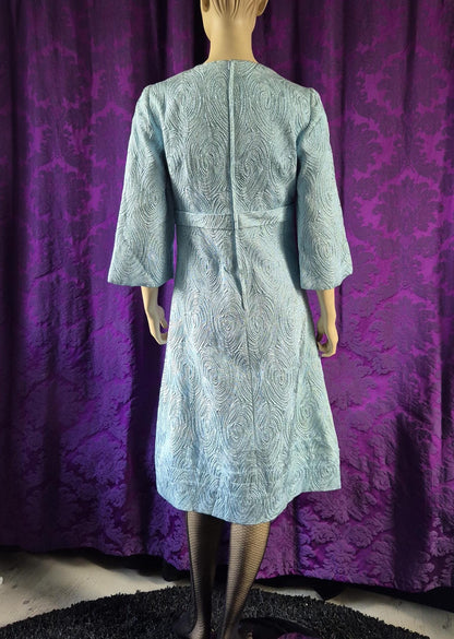 Vintage 1960s Powder Blue Lurex Swirl Dress