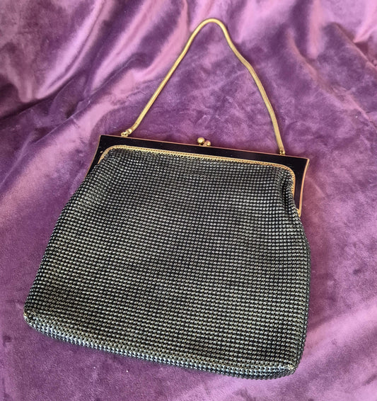 Vintage OROTON Black Mesh Deco Style Handbag