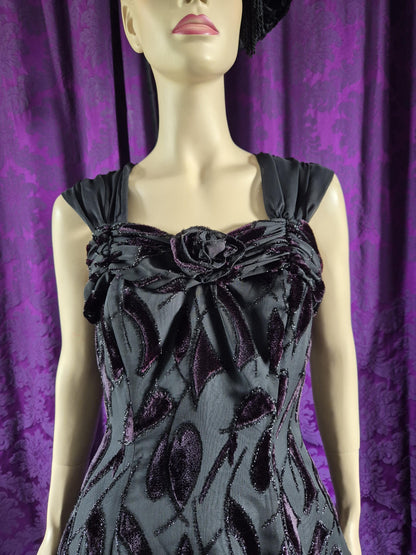 Vintage 90s Chiffon Layered Goth Prom Dress - Halloween Party Frock