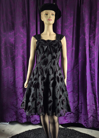 Vintage 90s Chiffon Layered Goth Prom Dress - Halloween Party Frock