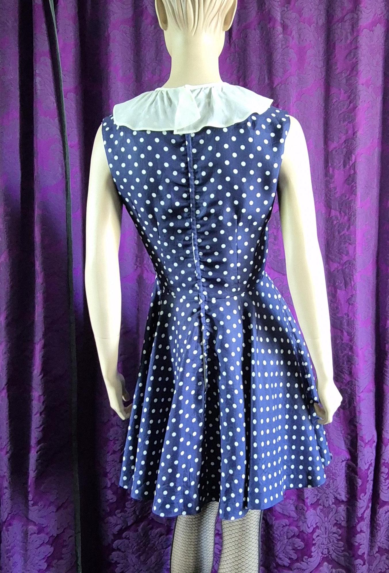 Vintage Polka Dot Ruffle Collar MiniDress - Nautical Cosplay Sailor Girl