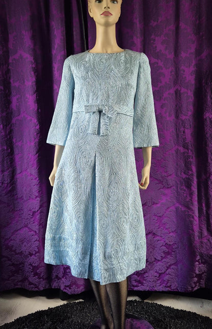 Vintage 1960s Powder Blue Lurex Swirl Dress