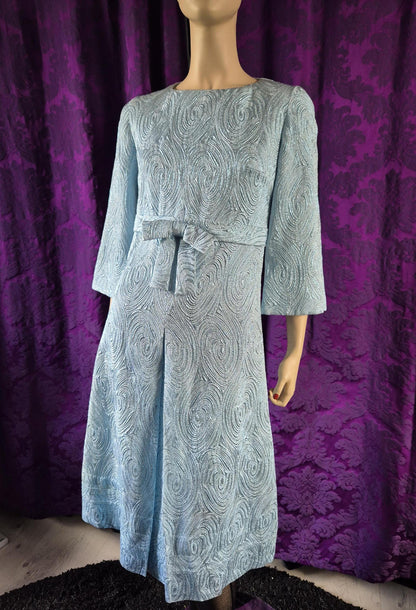 Vintage 1960s Powder Blue Lurex Swirl Dress