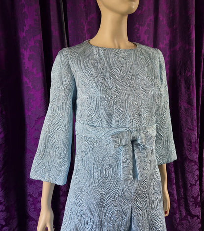 Vintage 1960s Powder Blue Lurex Swirl Dress