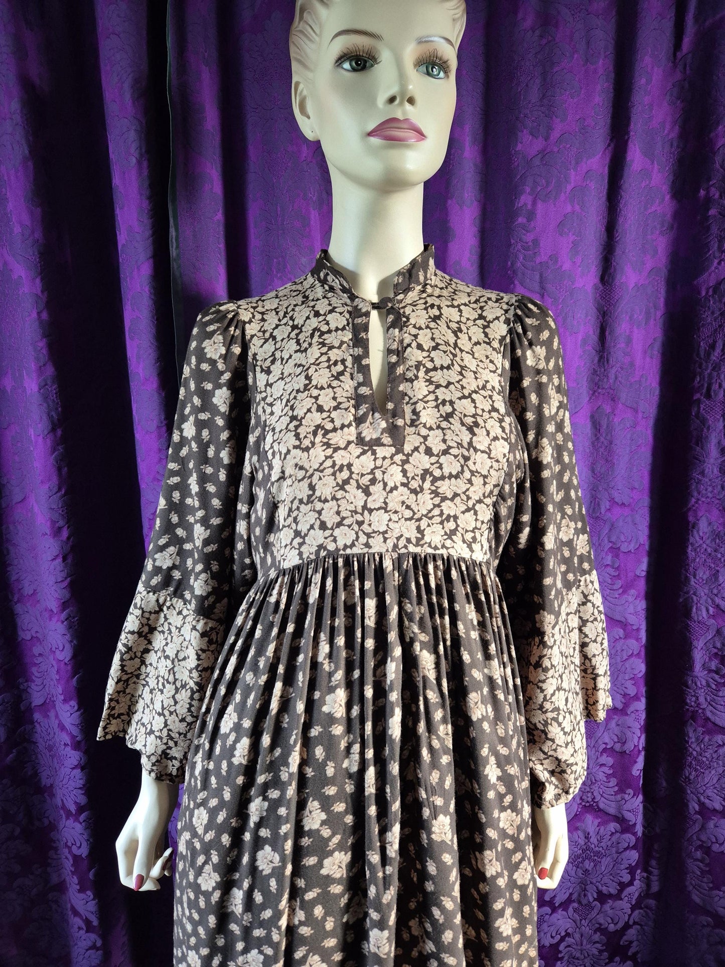 Vintage Boho Floral Smock Dress - Cottagecore Grunge Prairie