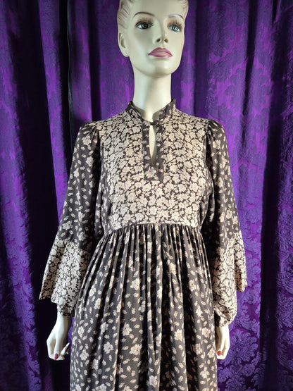 Vintage Boho Floral Smock Dress - Cottagecore Grunge Prairie
