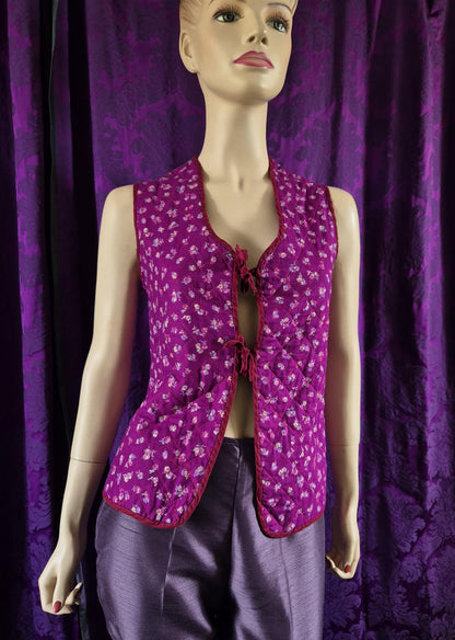 Vintage Handmade Ditzy Floral Boho Quilted Waistcoat