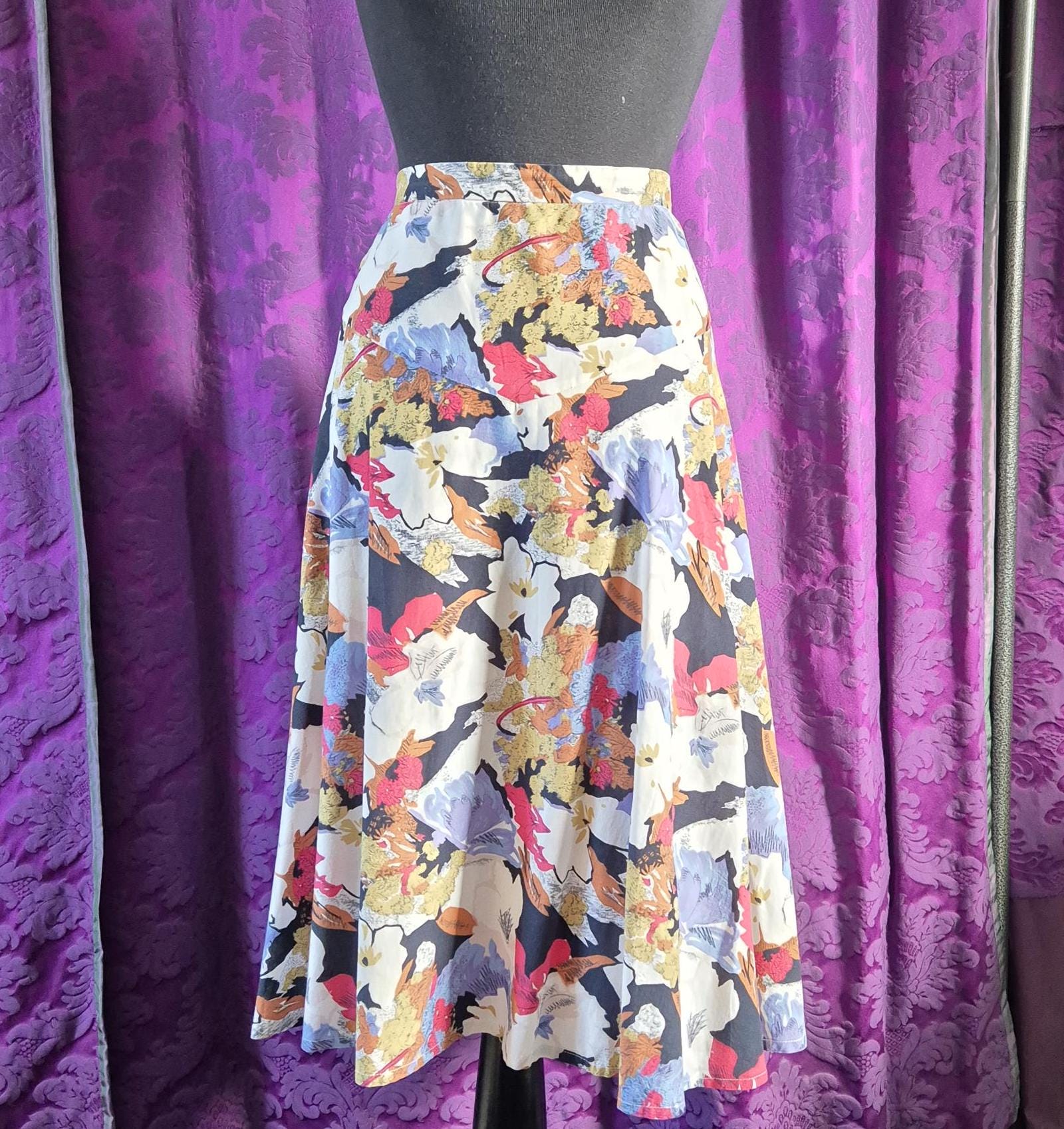 Vintage Cotton Floral Circle Skirt by Slimray of London - Plus sized