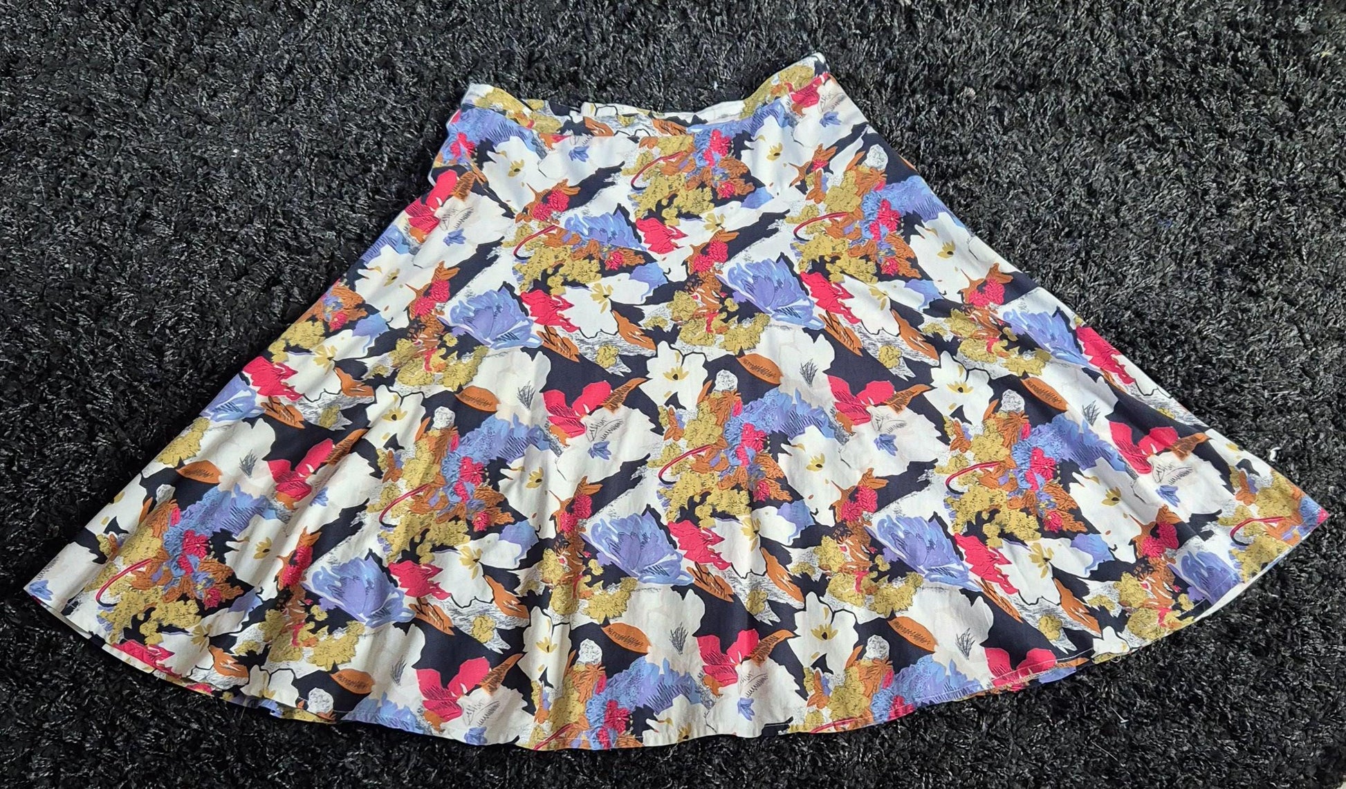 Vintage Cotton Floral Circle Skirt by Slimray of London - Plus sized