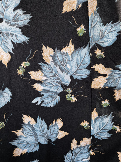 Vintage 1970s Blue Leaf Print Layered Boho Fairy Maxi Dress