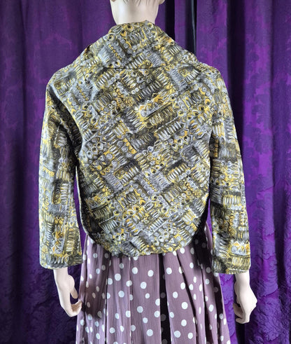 Vintage Mid-Century Geometric Print Short Jacket