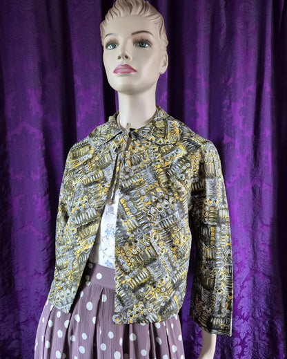 Vintage Mid-Century Geometric Print Short Jacket