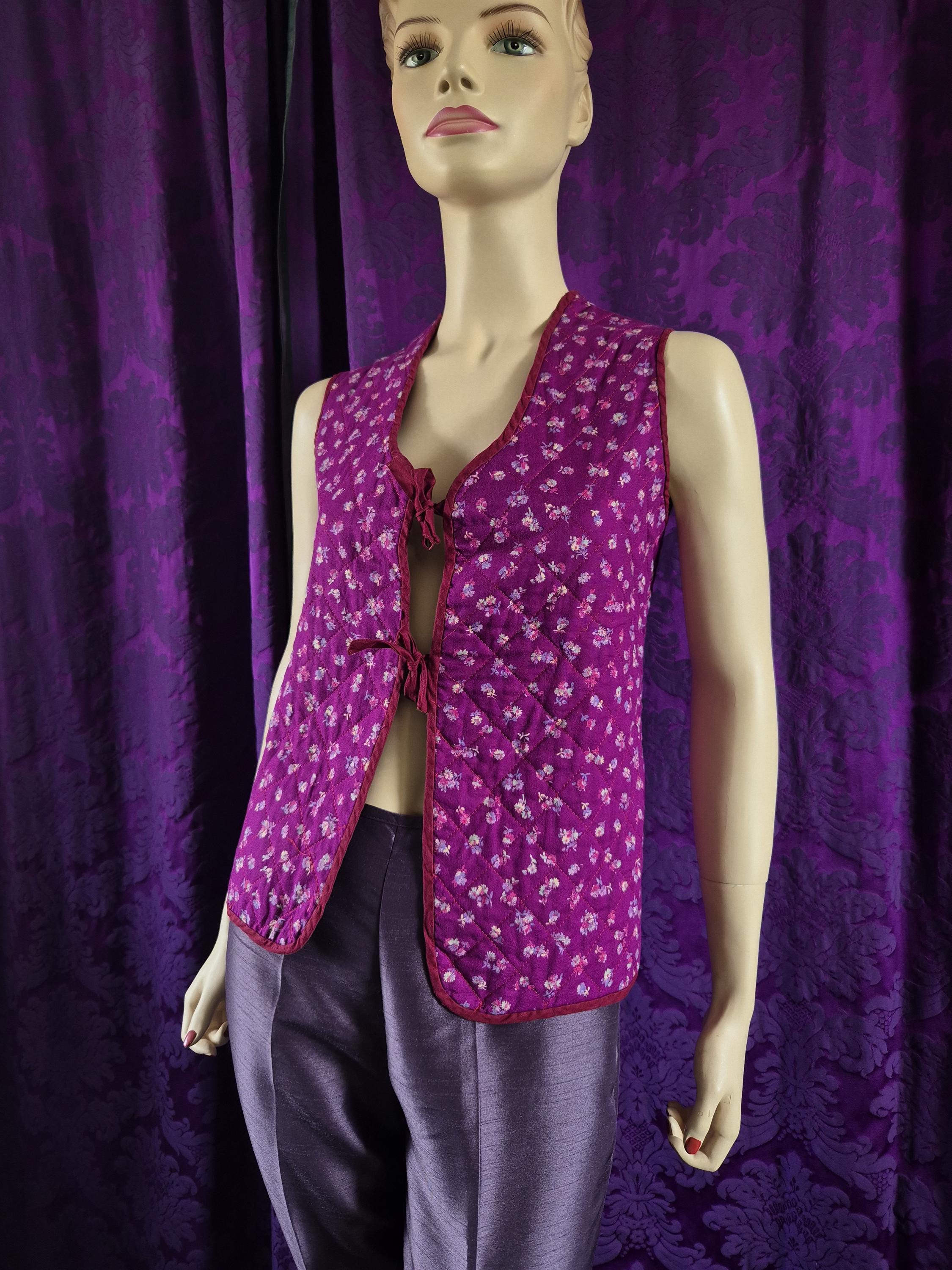 Vintage Handmade Ditzy Floral Boho Quilted Waistcoat