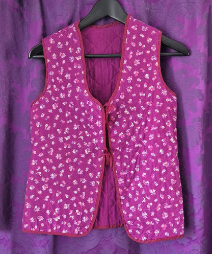 Vintage Handmade Ditzy Floral Boho Quilted Waistcoat