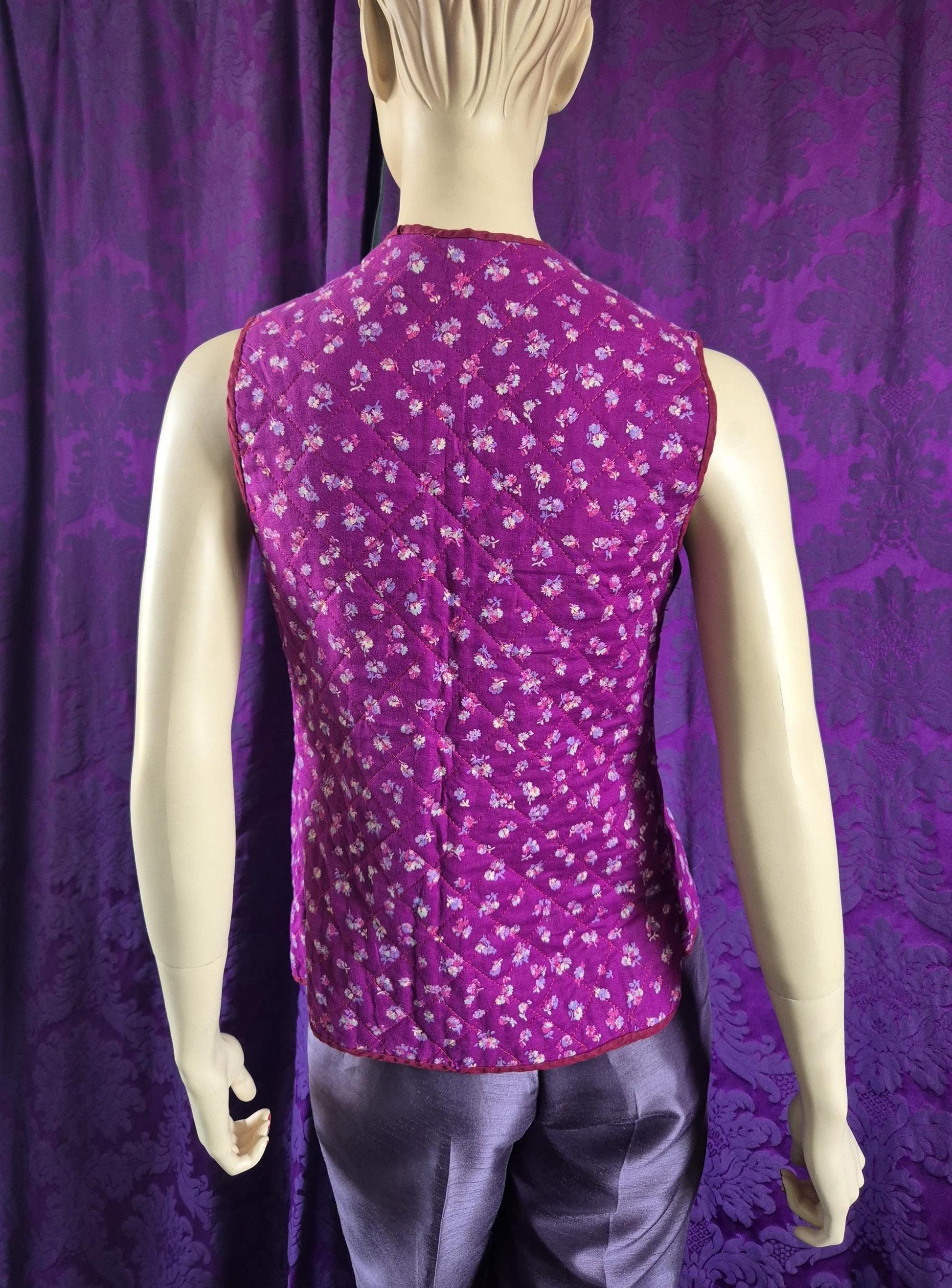 Vintage Handmade Ditzy Floral Boho Quilted Waistcoat
