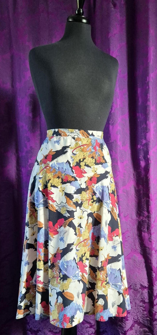 Vintage Cotton Floral Circle Skirt by Slimray of London - Plus sized
