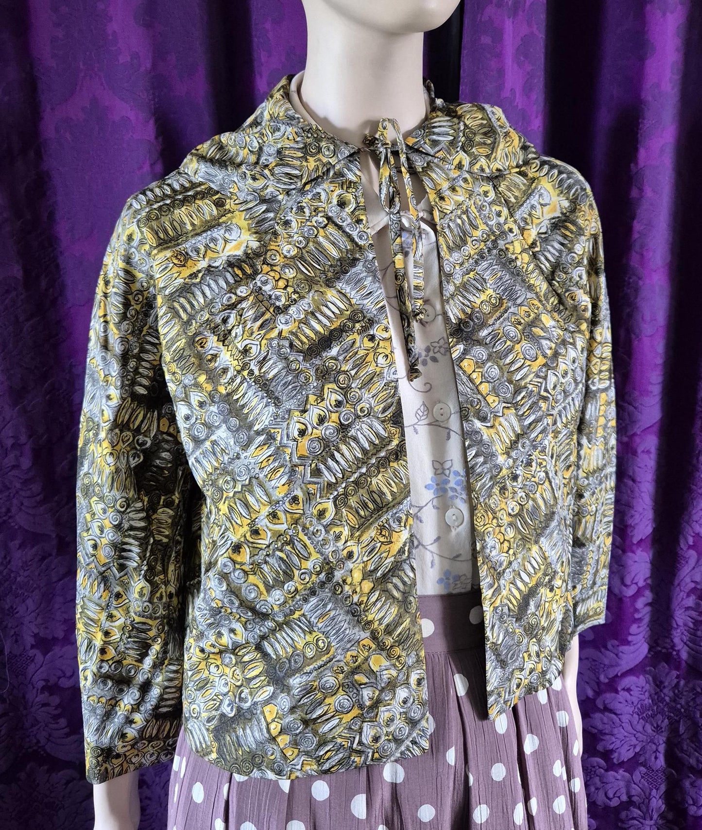 Vintage Mid-Century Geometric Print Short Jacket