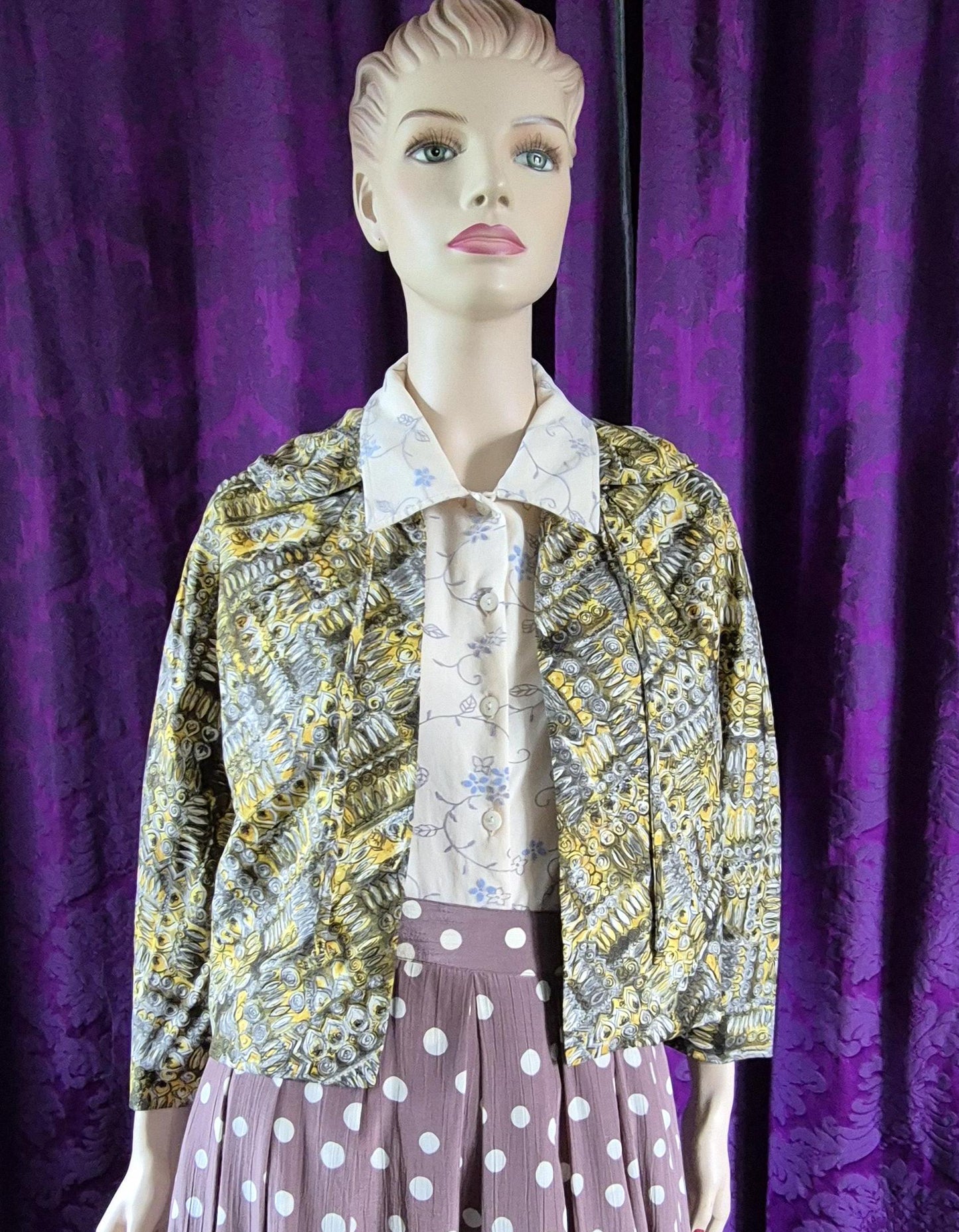 Vintage Mid-Century Geometric Print Short Jacket