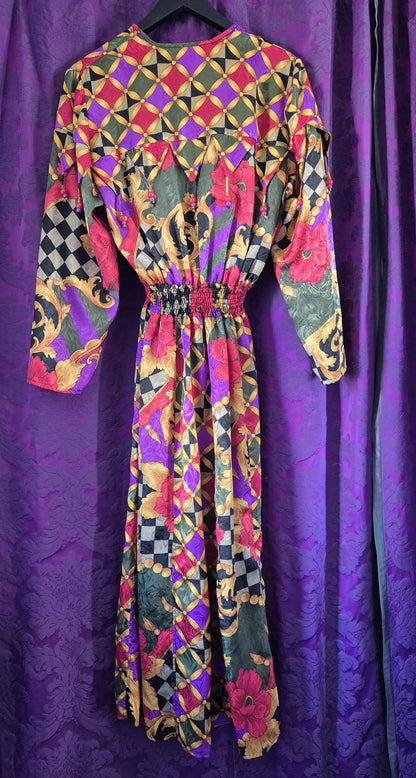 Vintage 1990s Jester Baroque Satin Jacquard Dress