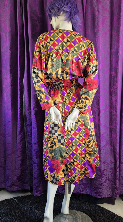 Vintage 1990s Jester Baroque Satin Jacquard Dress