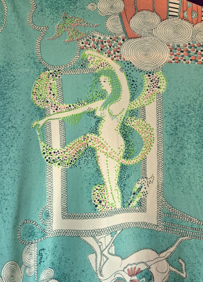 Vintage 1970s Art Deco Revival Mythology Blouse