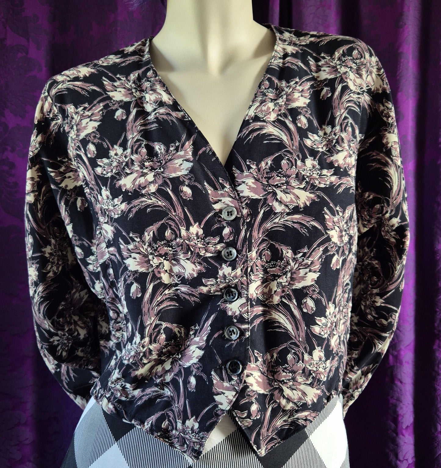 Vintage 1990s LIBERTY of London Floral Print Waistcoat Style Blouse
