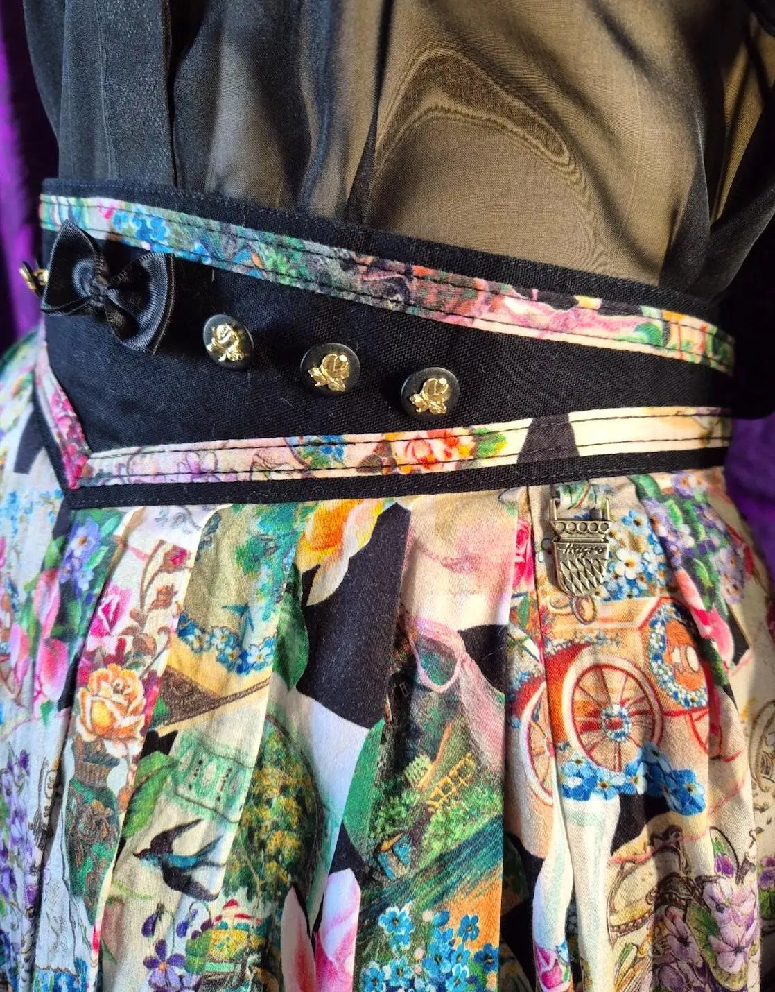 Vintage Hagro Trachten Floral Postcards Collage Skirt