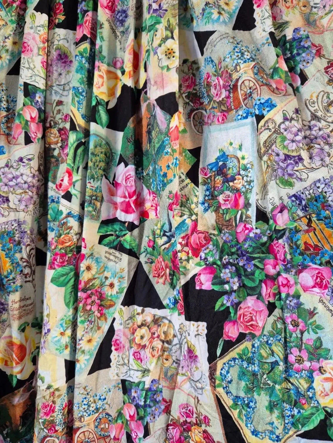 Vintage Hagro Trachten Floral Postcards Collage Skirt