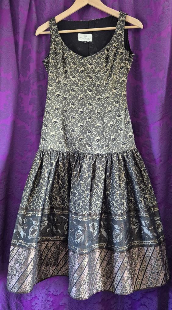 Gai Mattiolo Silk Brocade Drop Waist Party Dress