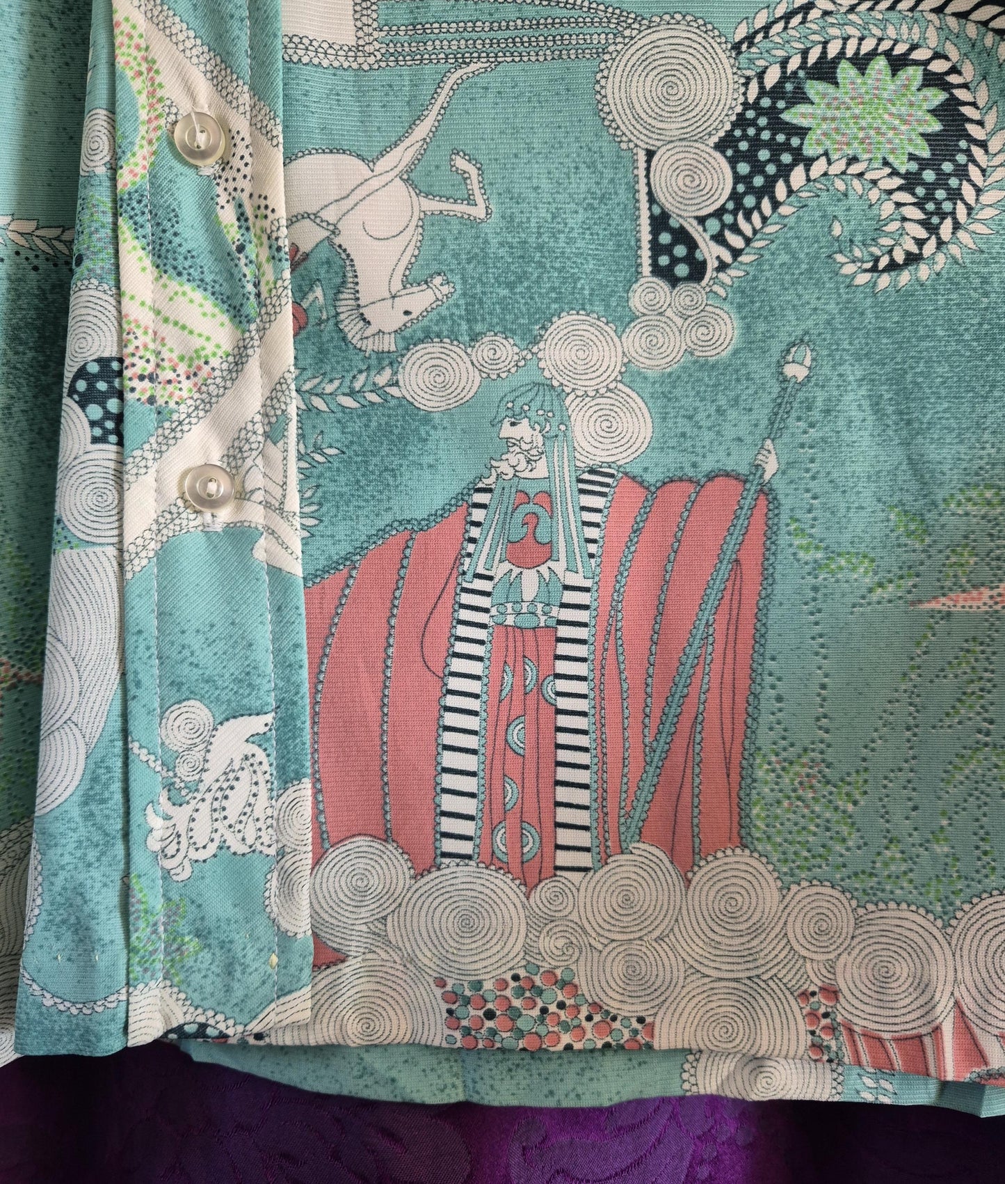 Vintage 1970s Art Deco Revival Mythology Blouse