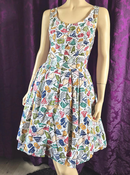 Vintage 1990s Cotton Hats Print Fit & Flare Sundress