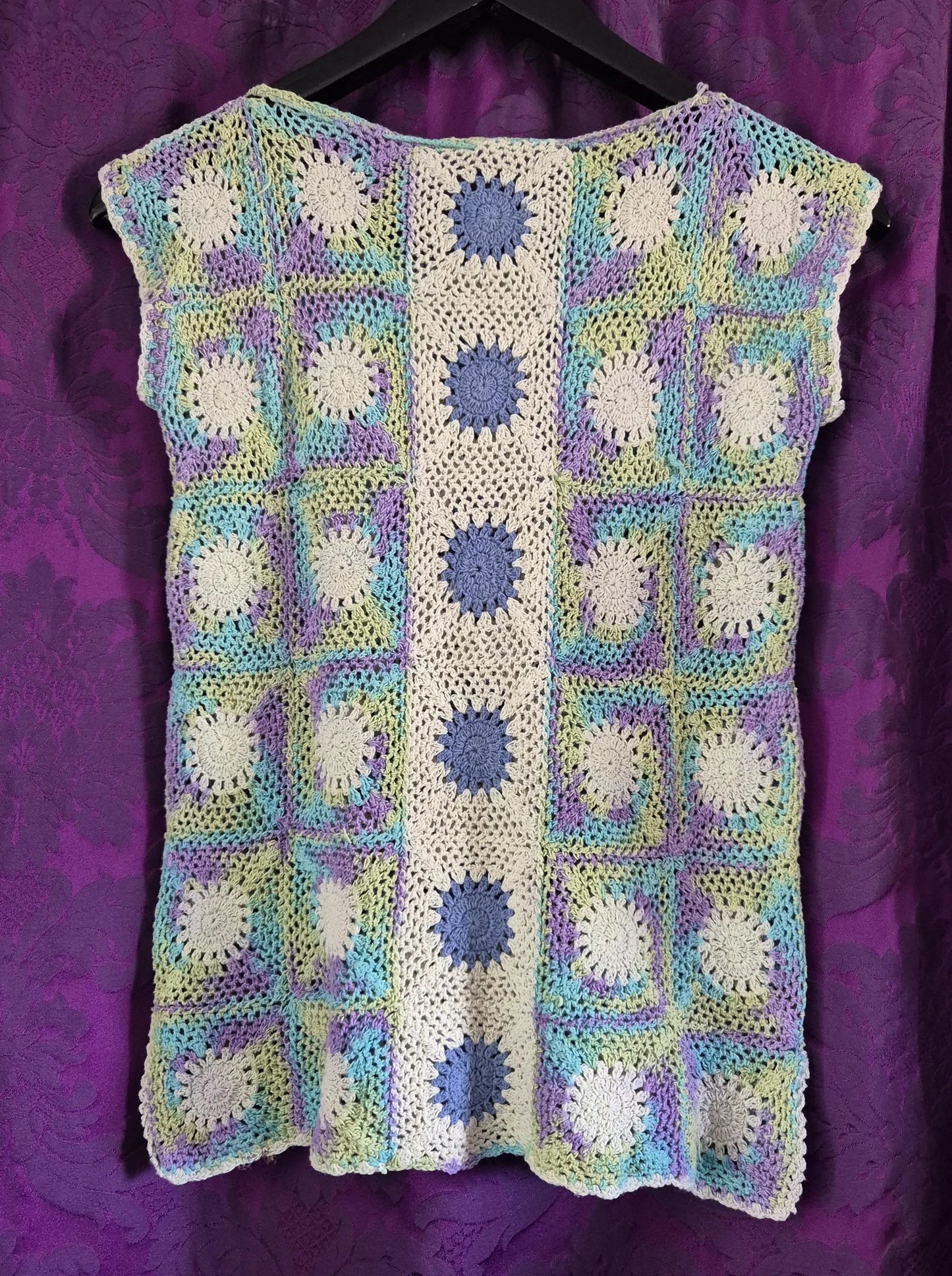 Vintage Hand Crocheted Pastel Boho Blouse