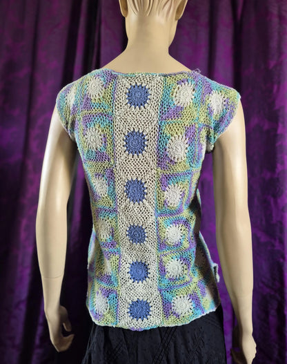 Vintage Hand Crocheted Pastel Boho Blouse