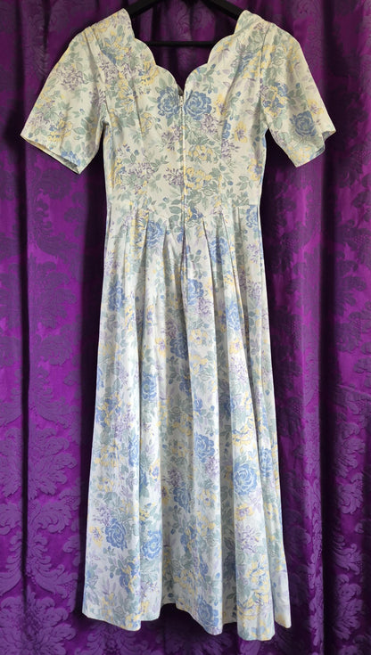 Vintage Laura Ashley Blue Floral Cotton Dress